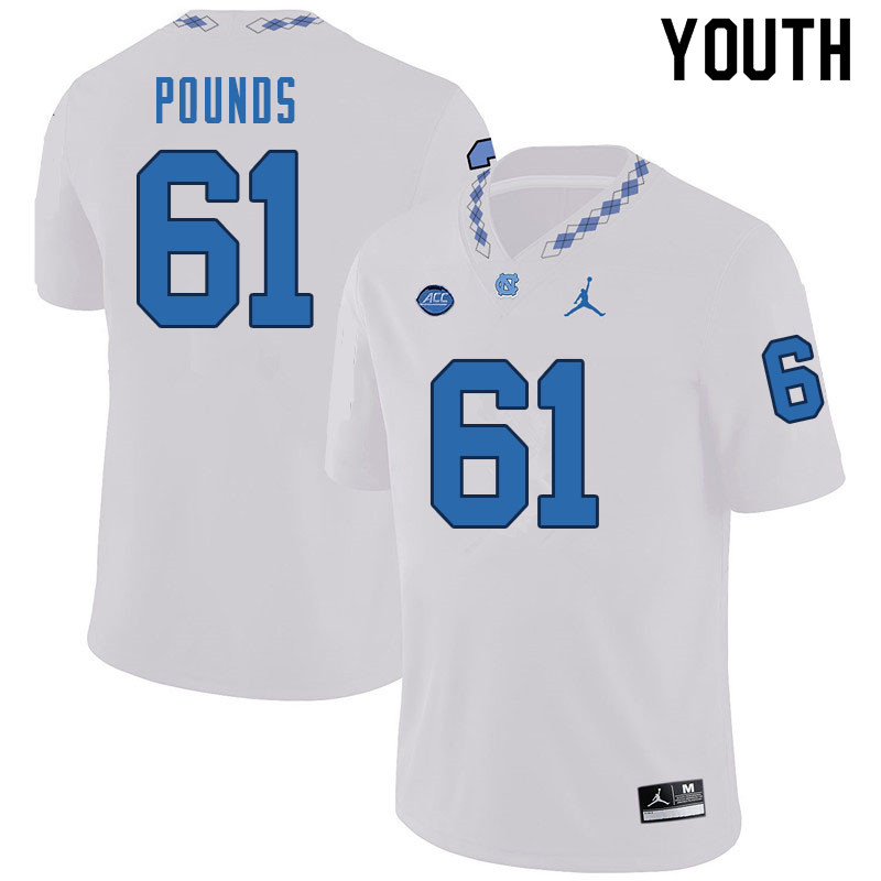 Youth #61 Diego Pounds North Carolina Tar Heels College Football Jerseys Sale-White
